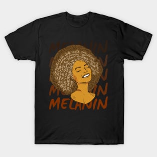 Black Woman Afro African American Melanin History T-Shirt